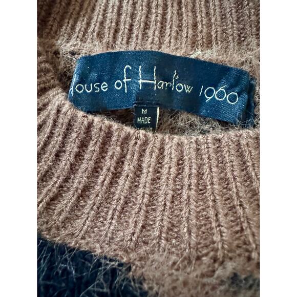 Revolve House Of Harlow 1960 Animal Print Knit Sweater Brown Black Zebra Medium - Picture 8 of 8